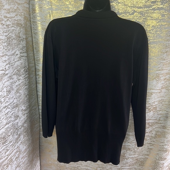 Mulberry Black V- Neck Mesh Details Knit Sweater Size XL - Picture 7 of 12